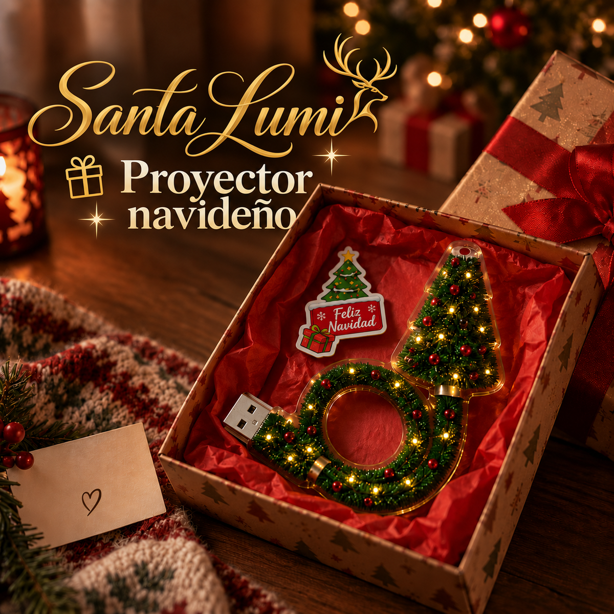 Proyector navideño Santa Lumi en caja de regalo