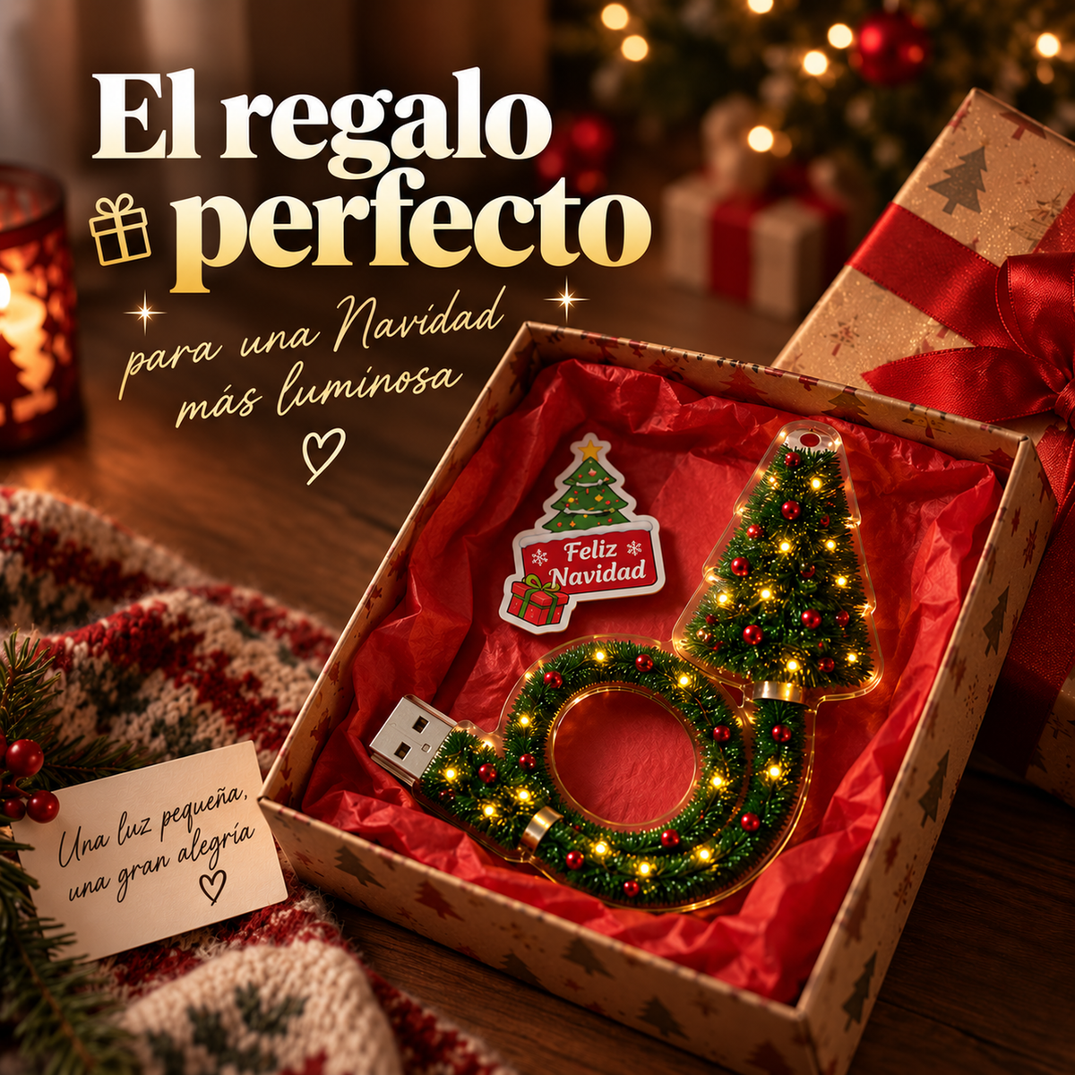 Proyector navideño presentado como regalo