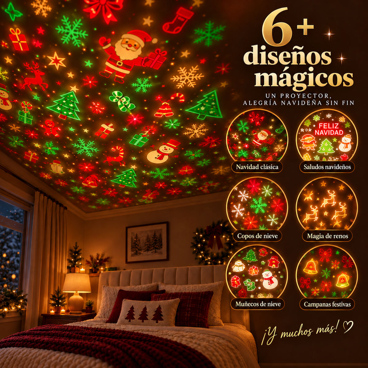 Motivos navideños proyectados en el techo